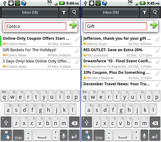 Filtering messages in Corporate Sync