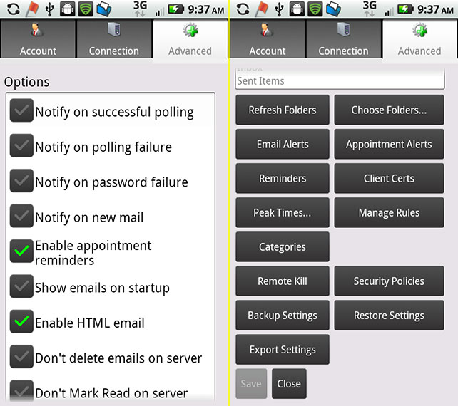 Appointment notification settings in TouchDown
